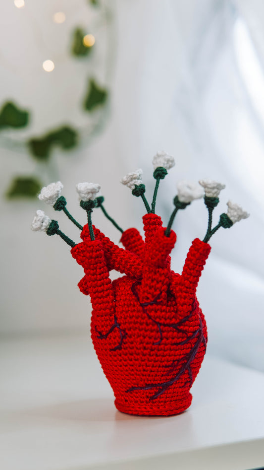Anatomical Human Heart Vase Crochet Pattern Set 2 in 1