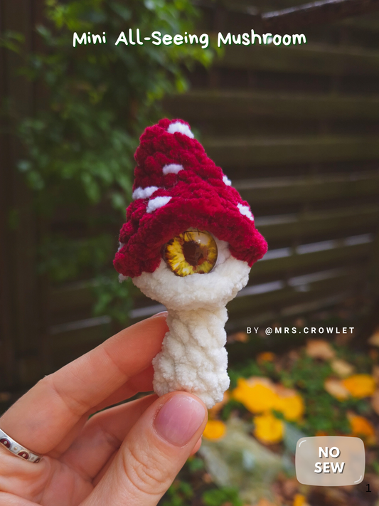 Mini All-Seeing Mushroom No Sew PDF Crochet Pattern
