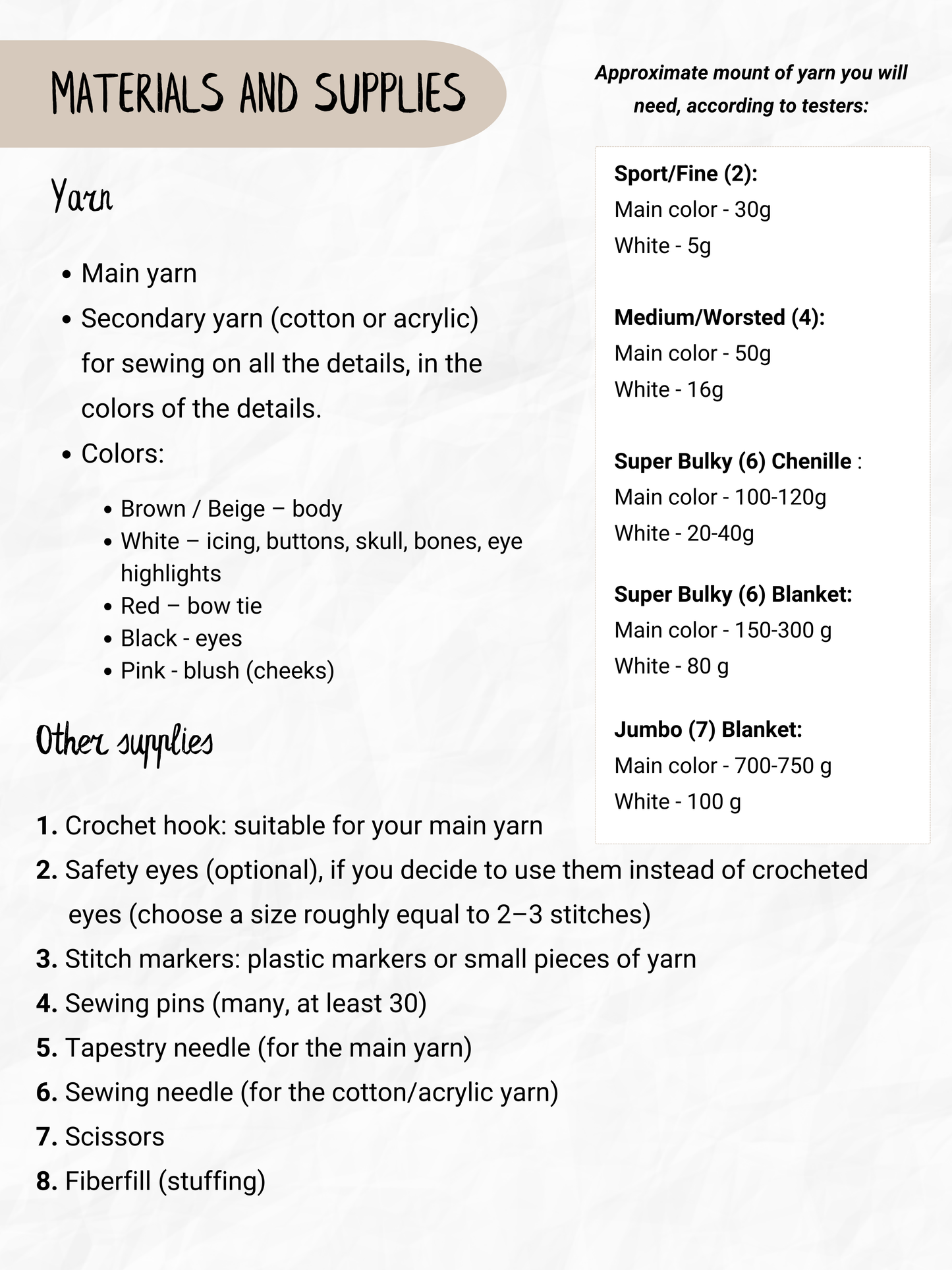 Dr. Ginger & Mr. Bones Gingerbread Man Crochet PDF Pattern