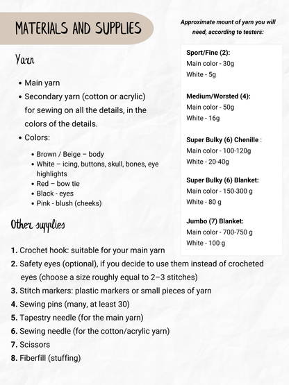 Dr. Ginger & Mr. Bones Gingerbread Man Crochet PDF Pattern