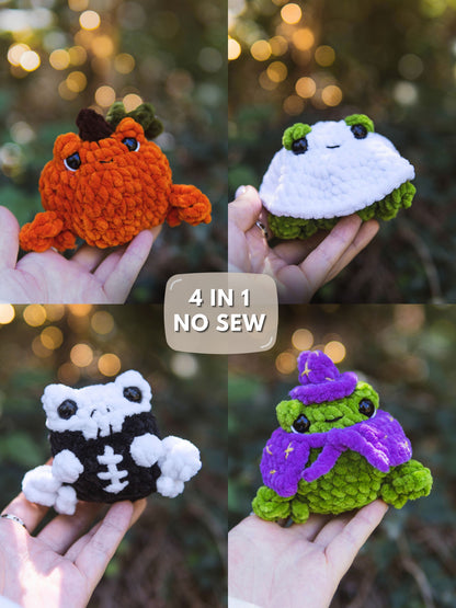 Spooky Frogs 4 in 1 No-Sew PDF Crochet Pattern