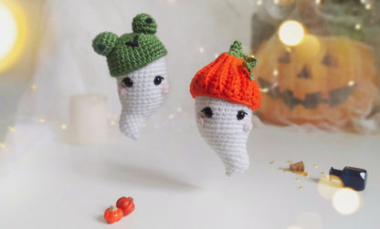 Ghosts with hats Crochet Pattern Set 3 in 1