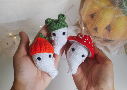 Ghosts with hats Crochet Pattern Set 3 in 1