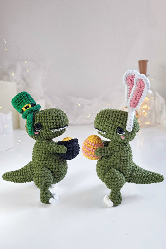 Easter and St. Patrick's Day Dino Crochet Pattern Set 2 in 1