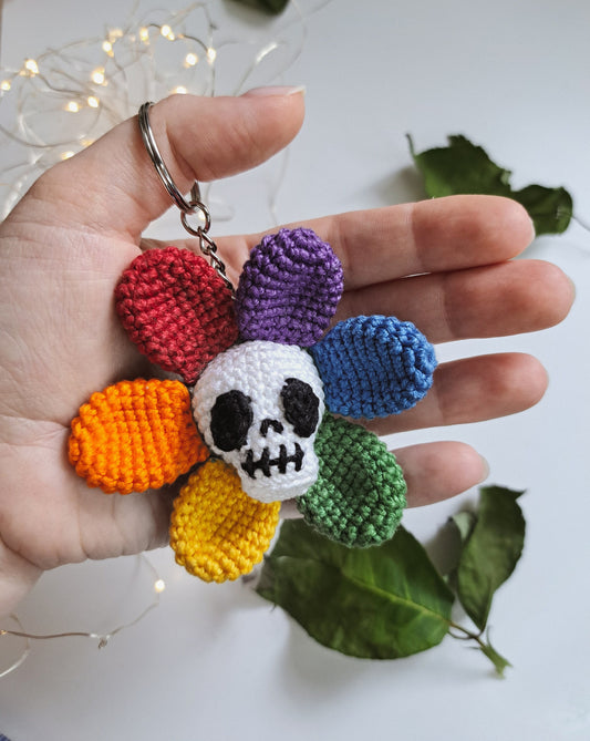 Rainbow Skull Flower Crochet Pattern