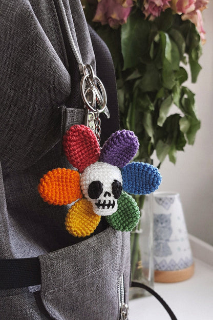 Rainbow Skull Flower Crochet Pattern