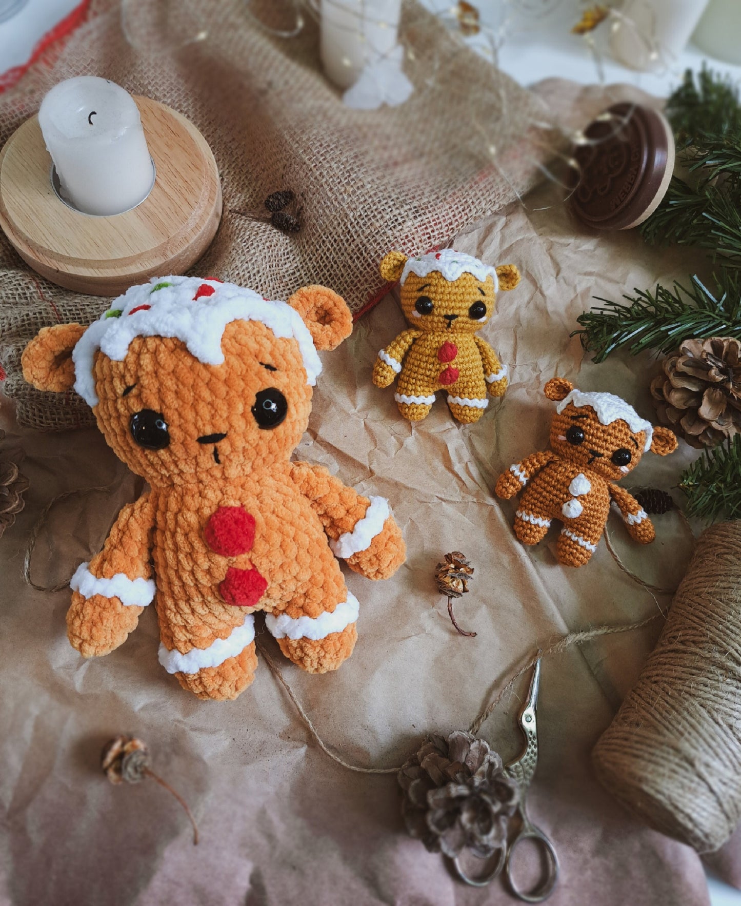 Gingerbread Bear Low-Sew Crochet Pattern